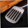 PRETYZOOM Stainless Steel Slotted Turner Spatula with Round Handle Heavy Duty Kitchen Utensil for Cooking Frying and Serving Essential Heat Resistant Kitchen Gadget