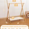 Kids Clothing Rack with 2 Hanging Rods and 4 Hooks, Kid Dress Up Holder with Bottom Storage Shelf, Child Garment Stand, Small and Foldable, Bamboo (Natural)