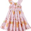 Baby Girls Tiered Dress Flutter Sleeve Twirly Unicorn Sundress Kids Cute Outfits Toddler Summer Dresses 2-8 Years Old