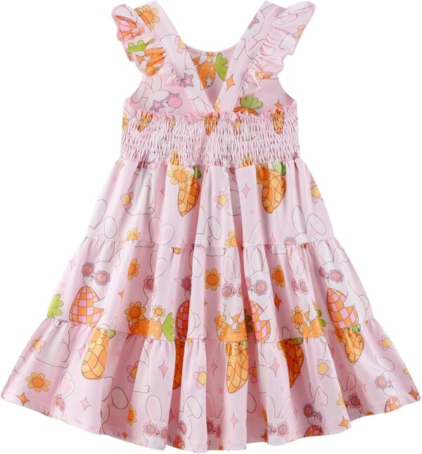 Baby Girls Tiered Dress Flutter Sleeve Twirly Unicorn Sundress Kids Cute Outfits Toddler Summer Dresses 2-8 Years Old