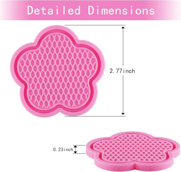 GaRhomxy Car Cup Coaster, 4pcs Universal Non-Slip Cup Holder Coaster, PVC Flower Shaped Car Cup Holder Coaster, Crystal Car Accessories Interior (Pink)