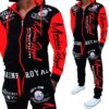 HHGKED Men 's Casual Tracksuit Hooded Full Zip Elastic Waistband Sweatsuit Set