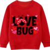 Tkria Toddler Girls Sweatshirt Lovebug Valentine's Day Shirt Kids Heart Print Clothes Long Sleeve Pullover VdayTops 2-7T