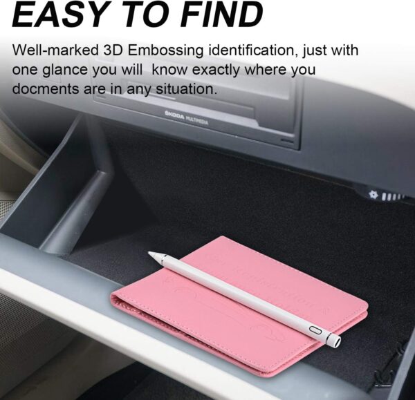 Cacturism Car Registration and Insurance Holder, Vehicle Glove Box Car Organizer Men Women Wallet Accessories Case for Cards, Essential Document, Driver License, Pink