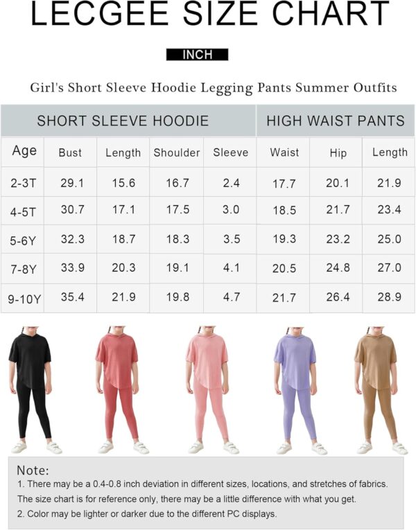 LecGee Kid Girl Summer Hoodie Sets Ribbed Knit Short Sleeve Sweatshirt Legging Pants 2 Piece Outfit Tracksuits Sweatsuit