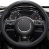 Xizopucy Car Steering Wheel Cover,14.5-15 Inch Black Universal Microfiber Leather Covers Breathable Anti-Slip Odorless Steering Wheels Accessories for Men Women