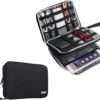 BUBM Double Layer Electronics Organizer/Travel Gadget Bag For Cables,Memory Cards,Flash Hard Drive and More,Fit For iPad Or Tablet(Up To 9.7")--Large, Black