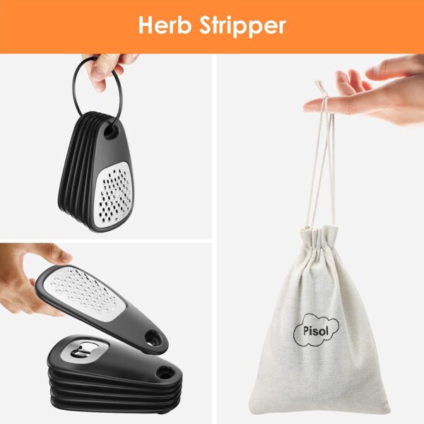 Kitchen Unique Gadgets Set 6 Pieces, Space Saving, Cheese Grater, Bottle Opener, Fruit Vegetable Peeler, Pizza Cutter, Garlic Ginger Grinder, Herb Stripper Gift Set