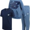 New Balance Boys' Sweatsuit Set - 3 Piece Short Sleeve T-Shirt, Fleece Hoodie Sweatshirt, and Sweatpants (8-12)