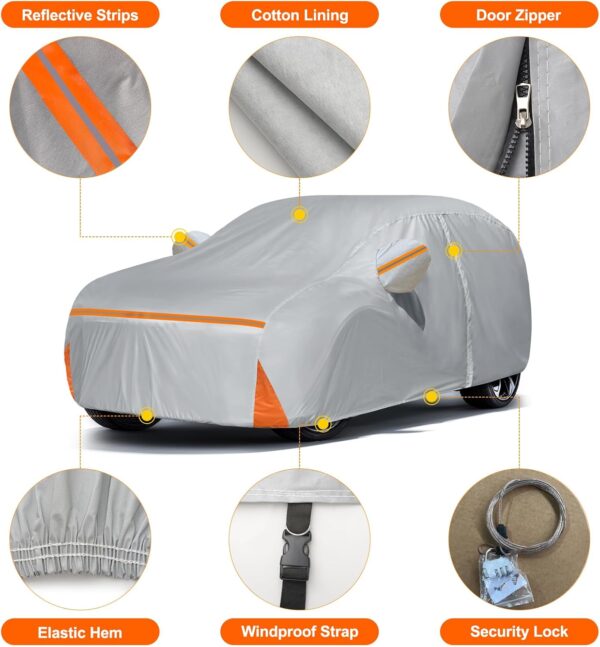 Car Cover for 2009-2024 Audi Q5/SQ5, Waterproof Custom-fit All Weather Sun Rain UV Dust Snow Protection Outdoor Q5 Full Car Cover with Door Zipper and Cotton Lining-Gray