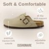 CUSHIONAIRE Hana Slip-On Buckle Clog with Cork Footbed +Memory Foam, Wide Widths Available