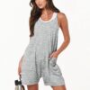 ANRABESS Womens Summer Casual Sleeveless Romper Loose Spaghetti Strap Overalls Shorts Jumpsuit with Pockets 2025 Clothes