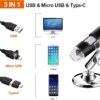 USB Digital Microscope 40X to 1000X, 8 LED Magnification Endoscope Camera with Carrying Case & Metal Stand, Compatible for Android Windows 7 8 10 11 Linux Mac