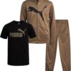 PUMA Boys' Pants Set - 3 Piece Athletic T-Shirt, Zip Up Jacket, Jogger Pants - Boys Activewear Tricot Jogset (4-16)