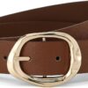 Earnda Leather Belts for Women Casual Fashion Waist Belt with Liquid Shapes Gold Buckle for Jeans Pants Dresses