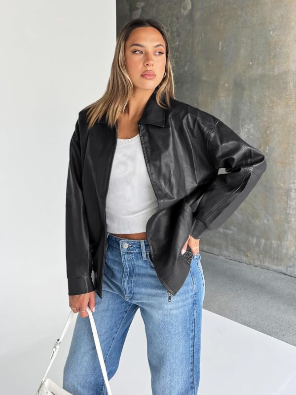 Trendy Queen Womens Leather Jackets Oversized Faux Motorcycle Plus Size Moto Biker Coat Fall Outfits Fashion Clothes 2025