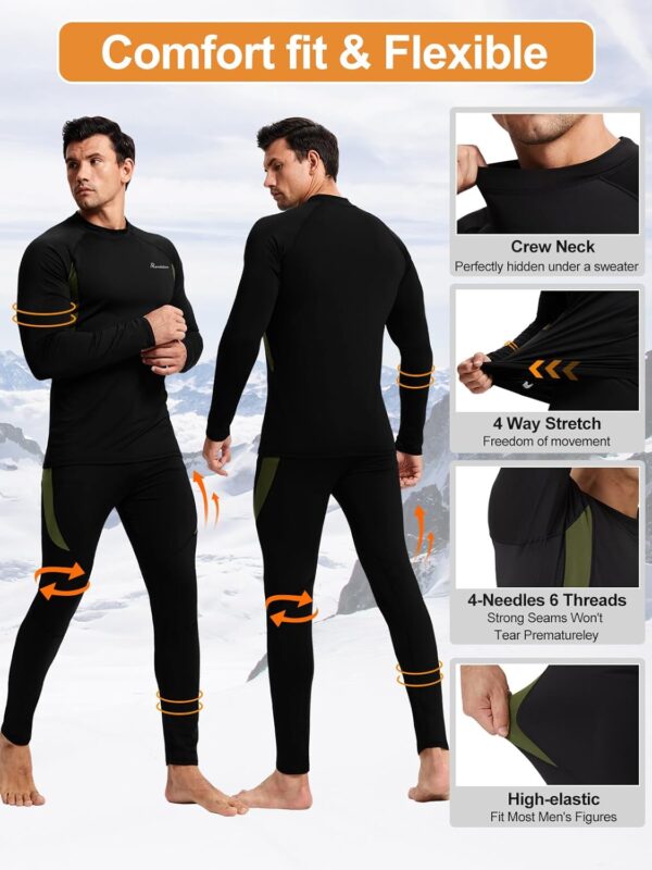 romision Thermal Underwear for Men Long Johns Fleece Lined Hunting Gear Bottom Top Set Base Layer for Cold Weather Gift