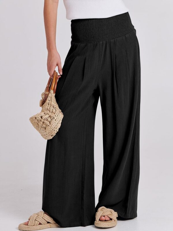 ANRABESS Women Linen Palazzo Pants Summer Boho Wide Leg High Waist Casual Lounge Pant 2025 Beach Travel Vacation Outfits