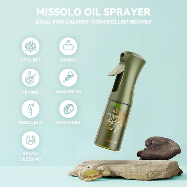 Oil Sprayer for Cooking - 180ml Glass Oil Spray Bottle - Continuous Olive Oil Sprayer with Portion Control - Cooking Gadgets - Kitchen Gadgets for Air Fryer, Salad, Baking, BBQ