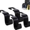 Amooca Car Seat Headrest Hook 4 Pack Hanger Storage Organizer Universal for Handbag Purse Coat fit Universal Vehicle Car Black S Type