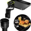 Car Cup Holder Tray -Expander- 3 in 1 Detachable Food Table Tray with Solid Base - Road Trip Essentials Accessories Gadgets - Fits Yeti, Hydro Flask 32/40 oz