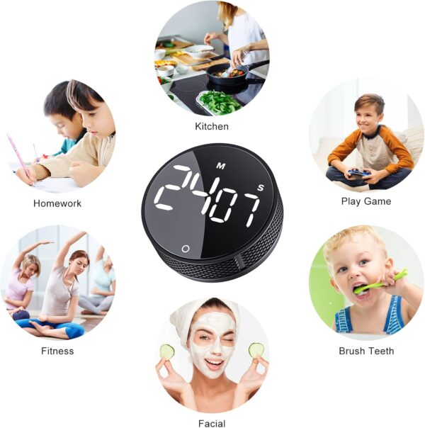 AVINIA Digital Kitchen Timers, Visual timers Large LED Display Magnetic Countdown Countup Timer for Classroom Cooking Fitness Baking Studying Teaching, Easy for Kids and Seniors Black