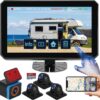 6CH AI WiFi GPS Sentry Mode RV Backup Camera System 10.1" Touch Screen Monitor with 4 1080P Rear Side View Camera,Mobile DVR Recording Live View on APP/Web/PC for Truck Trailer Tractor Fleet