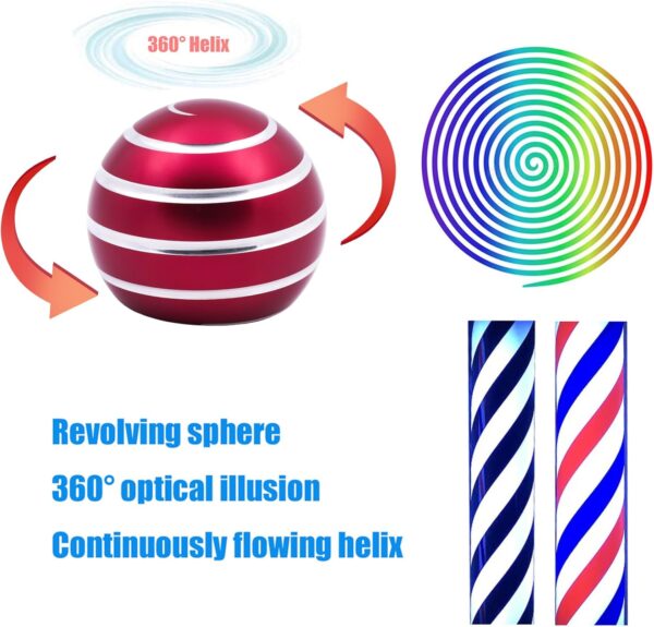 Desk Toys for Fidget Kinetic Cool-Gadgets: 180 Seconds Spinning Toy, Cool-Stuff Thing for Adult Teen Children Kid, Optical-Illusion Stress-Relief Gifts Ball for Man Women Home Office School Christmas