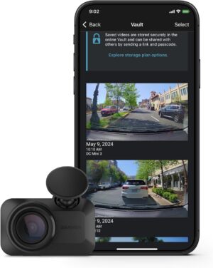 Garmin Dash Cam™ Mini 3, Ultracompact 1080p HD Dash Cam with a 140-degree Field of View, Built in Clarity™ Polarizer, Voice Controlled, Automatic Recording