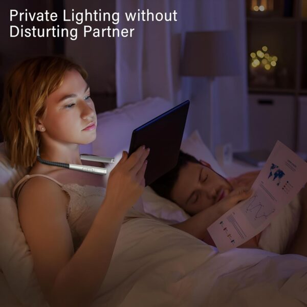 Vekkia LED Neck Reading Light Rechargeable, Book Light for Reading in Bed, 3 Colors & 5 Brightness Adjustable, Long Lasting. Great for Knitting, Camping & Repairing