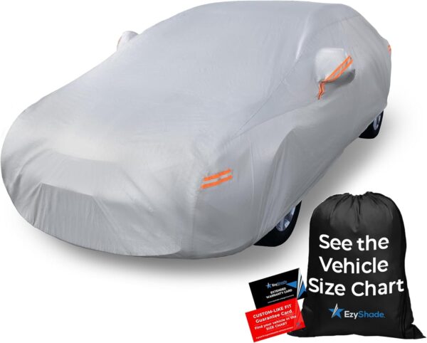 EzyShade 10-Layer Car Cover Waterproof All Weather - See Vehicle Size-Chart - Car Covers for Automobiles & Car Snow Cover - Full Exterior Covers - Winter Rain Sun SUV Sedan. Size A4 (See Size Chart)