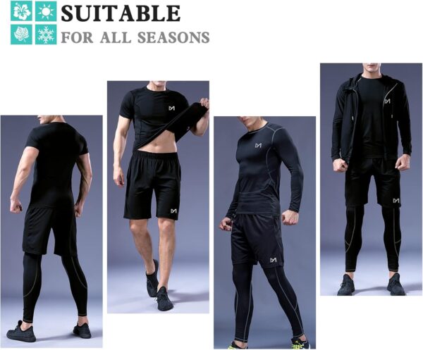 mens 5pcs Men's Compression Sets Pants Long Sleeve Shirt Athletic Shorts Running JacketShirt