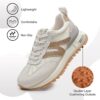 somiliss Sneakers for Women Genuine Leather Suede Patchwork Casual Lace Up Non-Slip Walking Shoes Comfortable Tennis Running Shoes Womens Fashion Sneakers