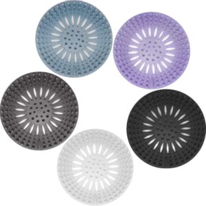 Gotega Drain Strainers, Hair Catcher Shower Drain Covers Protector, Flexible TPR Material, Multiple Colors for Bathroom Tub Shower and Sink,Light-Colored 5 Pack