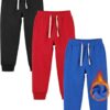 Resinta 3/4 Pack Toddler and Boys Fleece Lined Sweatpants Cotton Youth Jogger Pants Kids Pants with Pockets Drawstring