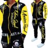 HHGKED Men 's Casual Tracksuit Hooded Full Zip Elastic Waistband Sweatsuit Set