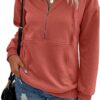 PRETTYGARDEN Women's Casual Long Sleeve Lapel Zipper Sweatshirt Drawstring Loose Pullover Tops