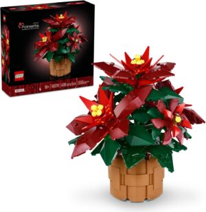 LEGO Icons Poinsettia Building Set - Artificial Flower Decorations & Centerpieces for Table, Adults Ages 18+ - Gift for Valentines Day - 10370