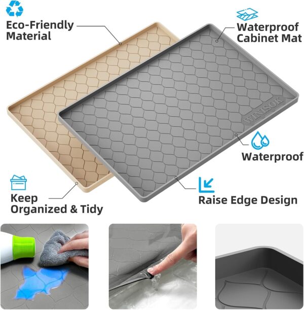 Waterproof Under Sink Mat 31" x 22" Cabinet Liner for Kitchen and Bathroom, Shelf and Counter Protector, Organizers and Storage, Silicone Drip Tray, Gadgets and Accessories