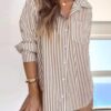 siliteelon Striped Button Down Shirts for Women Dress Shirts Long Sleeve Casual Collared Office Work Shirt with Pocket