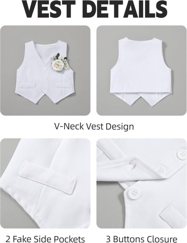 Coco&RARA Baby Boy Clothes Suits Infant Tuxedo Gentleman Outfits, Formal Dress Shirt+Vest+Corsage+tie+Pants Baby Suit Sets