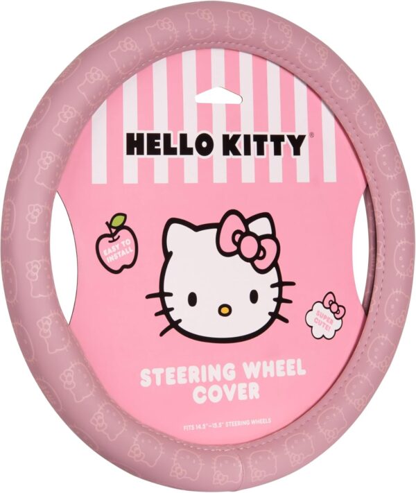 Hello Kitty Steering Wheel Cover, Official Sanrio Car Steering Wheel Cover with Universal Size 14.5-15, Cute Pink Steering Wheel Cover for Women, Hello Kitty Car Accessories (Hello Kitty Pink)