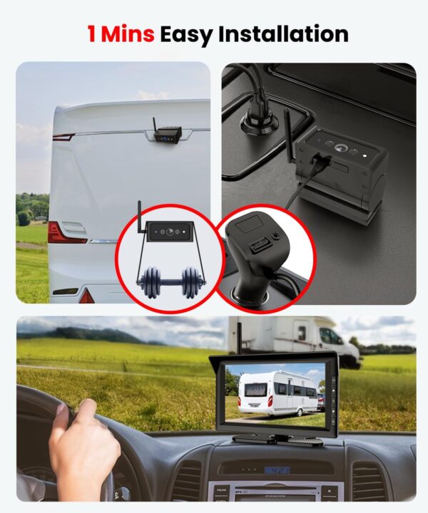 Magnetic Wireless Backup Camera for RVs and Trailers No-Installation - 7" HD 1080P Monitor, Strong Magnetic Scratch-Proof Rear View Camera for Trucks, Campers, SUVs, and Cars