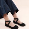 DREAM PAIRS Women's Comfortable Fashion Elastic Ankle Straps Flats Shoes