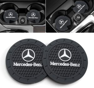 Generic Car Cup Holder Coaster for Mercedes-Benz A-Class C-Class CLA CLS AMG GLC GLE GLS Recessed Silicone Non-Slip Car Interior Accessories Drink Coaster 2.76in 2PC Black