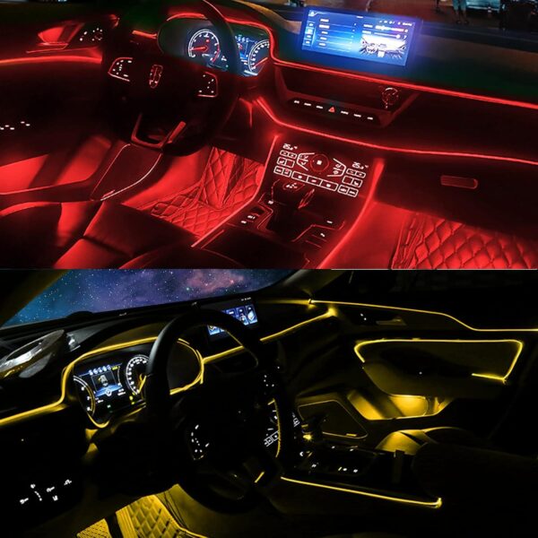 Interior Car LED Strip Lights with Wireless APP and Remote Control, RGB 5 in 1 Ambient Lighting Kits with 236 inches Fiber Optic, 16 Million Colors Car Neon Lights, Sync to Music