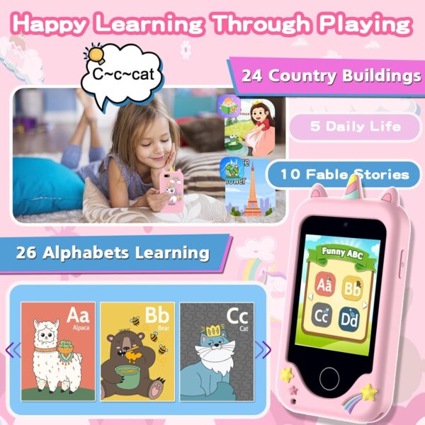 Kids Phone for Girls, Toys for 3-10 Year Old Boys Girls Christmas Birthday Gifts for Kids, Touchscreen Toddler Smartphone Learning Toys, Kids Toys Play Cell Phone with Camera, Games, Music, 8GB Card