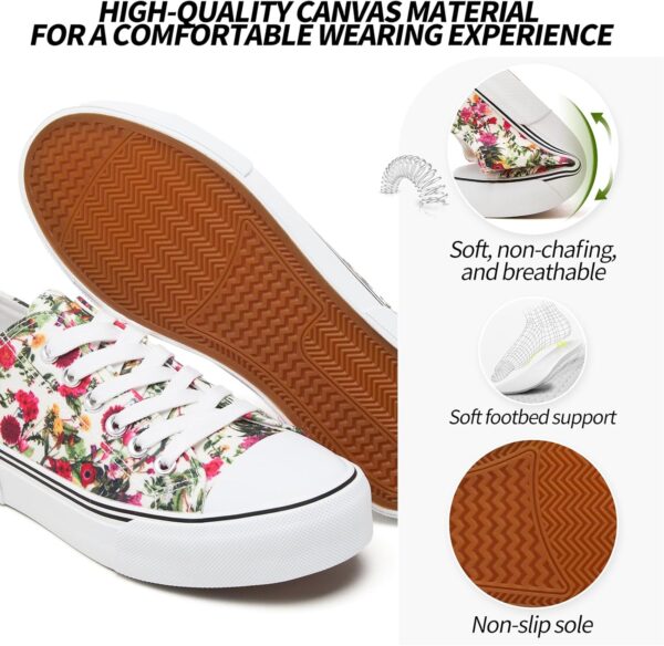 Adokoo Canvas Tennis Shoes for Women Low Top Casual White Black Sneakers for Women Lace Up Fashion Comfortable Walking Shoes