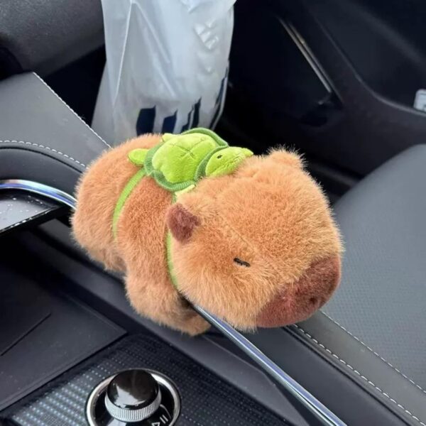 Cute Capybara Car Shift Knob Accessories Funny Capybara Plush with Turtle Gear Shifter Decor Car Decorations Gifts for Girls Men Women 5.9 in