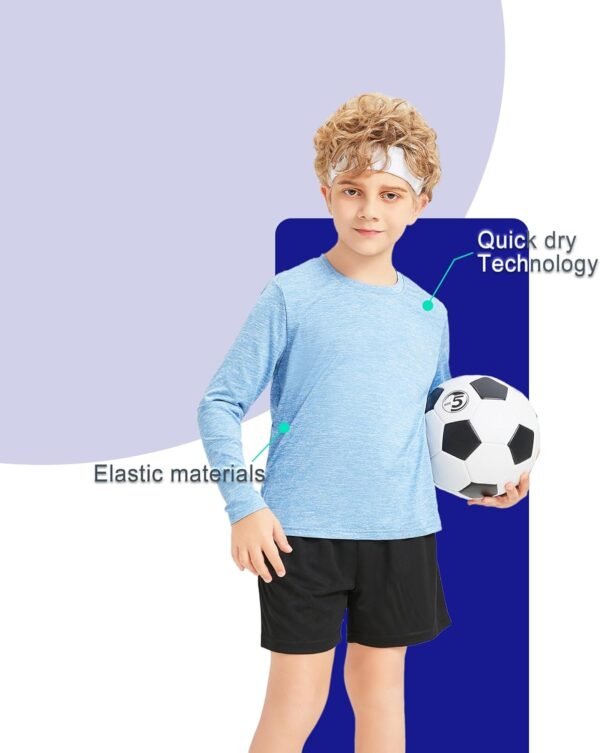 5 Pack Boys&Girls Athletic Quick Dry Long Sleeve Youth Performance Activewear T-Shirt for Kids